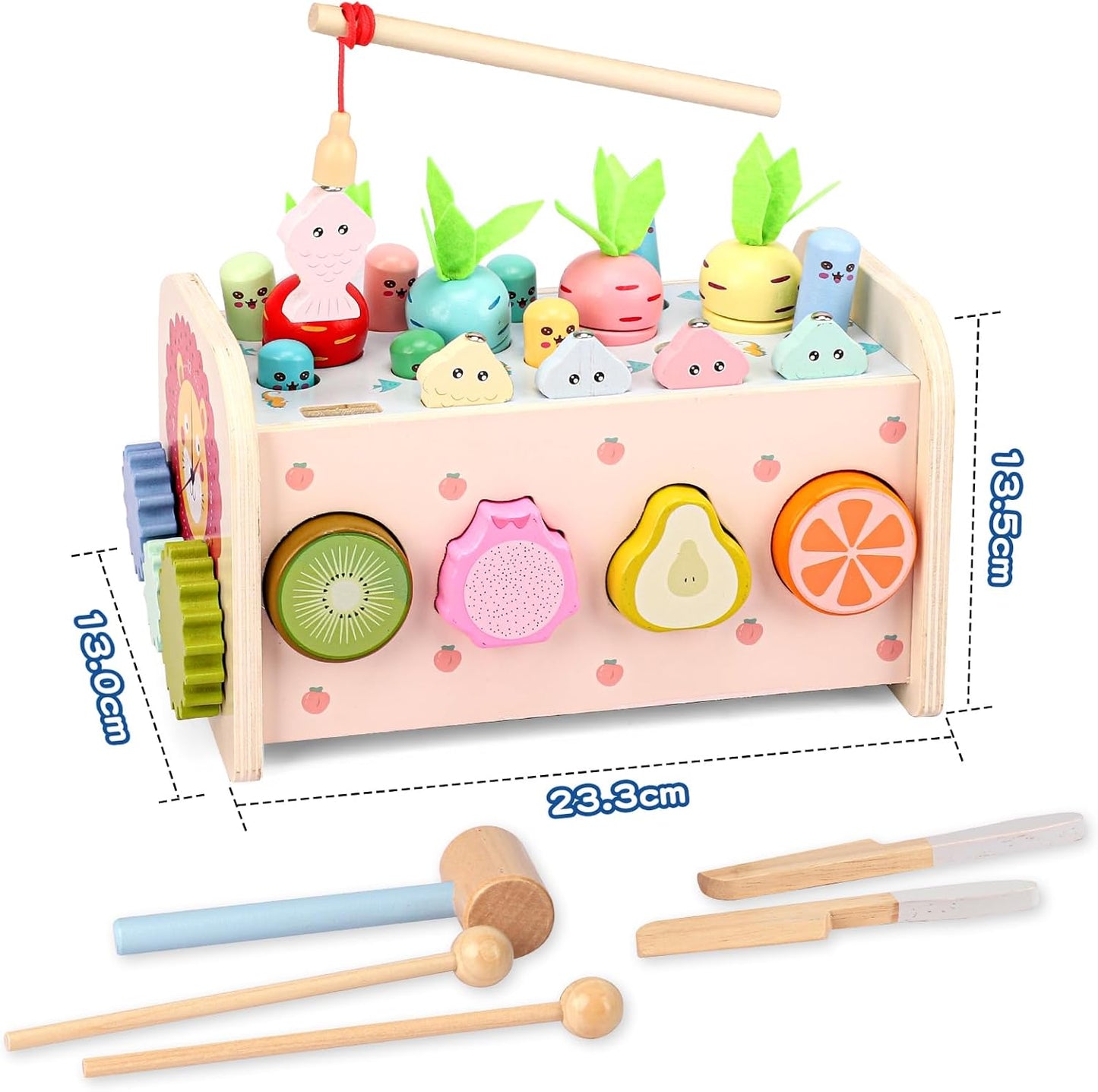 Jouet Bebe Montessori 1 an, 9 en 1 Jeux en Bois Jouet Educatif Enfant 12 Mois 1 2 3 Ans avec Xylophone,Jeu Pêche, Jeu Marteau, Jouet d'activité Cadeau Anniversaire Noël Baby Fille Garcon