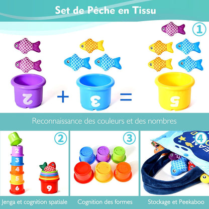 Jouet Bebe 1 an, Montessori Pêche a la Ligne Jeux pour Enfant 1 2 Ans, Educatif Jouet Bébé, Cadeau pour Fille Garcon 1-3 Ans 6 12 18 Mois