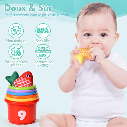 Jouet Bebe 1 an, Montessori Pêche a la Ligne Jeux pour Enfant 1 2 Ans, Educatif Jouet Bébé, Cadeau pour Fille Garcon 1-3 Ans 6 12 18 Mois