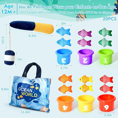 Jouet Bebe 1 an, Montessori Pêche a la Ligne Jeux pour Enfant 1 2 Ans, Educatif Jouet Bébé, Cadeau pour Fille Garcon 1-3 Ans 6 12 18 Mois