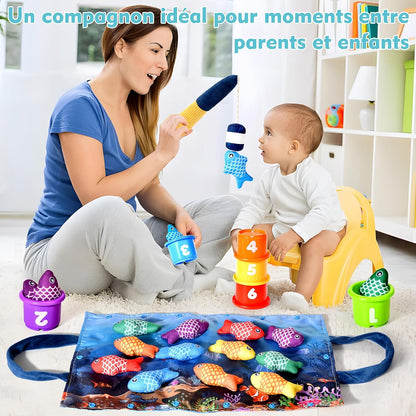 Jouet Bebe 1 an, Montessori Pêche a la Ligne Jeux pour Enfant 1 2 Ans, Educatif Jouet Bébé, Cadeau pour Fille Garcon 1-3 Ans 6 12 18 Mois