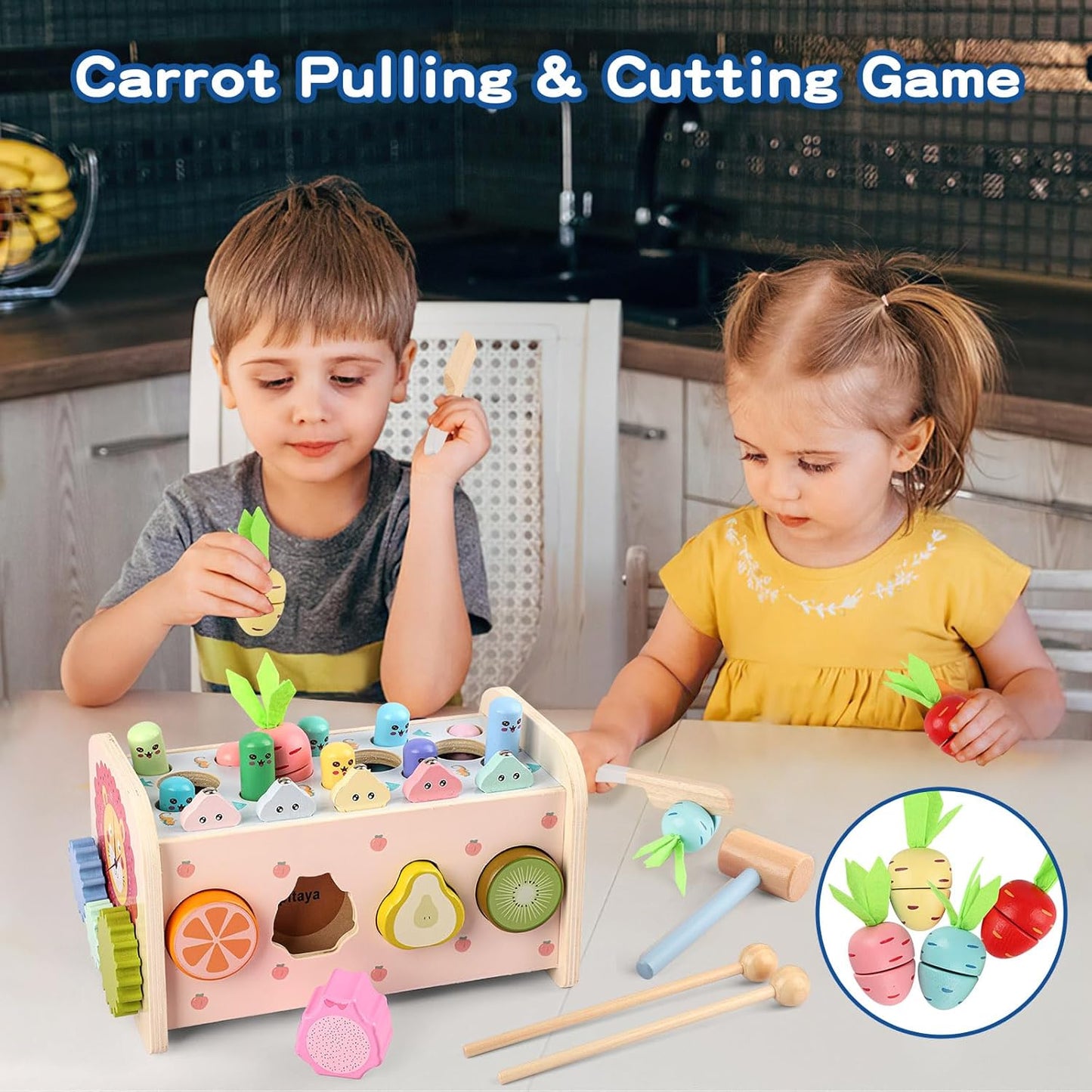 Jouet Bebe Montessori 1 an, 9 en 1 Jeux en Bois Jouet Educatif Enfant 12 Mois 1 2 3 Ans avec Xylophone,Jeu Pêche, Jeu Marteau, Jouet d'activité Cadeau Anniversaire Noël Baby Fille Garcon