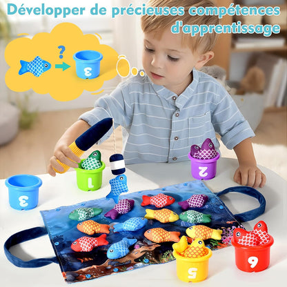Jouet Bebe 1 an, Montessori Pêche a la Ligne Jeux pour Enfant 1 2 Ans, Educatif Jouet Bébé, Cadeau pour Fille Garcon 1-3 Ans 6 12 18 Mois