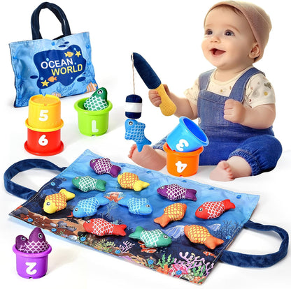 Jouet Bebe 1 an, Montessori Pêche a la Ligne Jeux pour Enfant 1 2 Ans, Educatif Jouet Bébé, Cadeau pour Fille Garcon 1-3 Ans 6 12 18 Mois