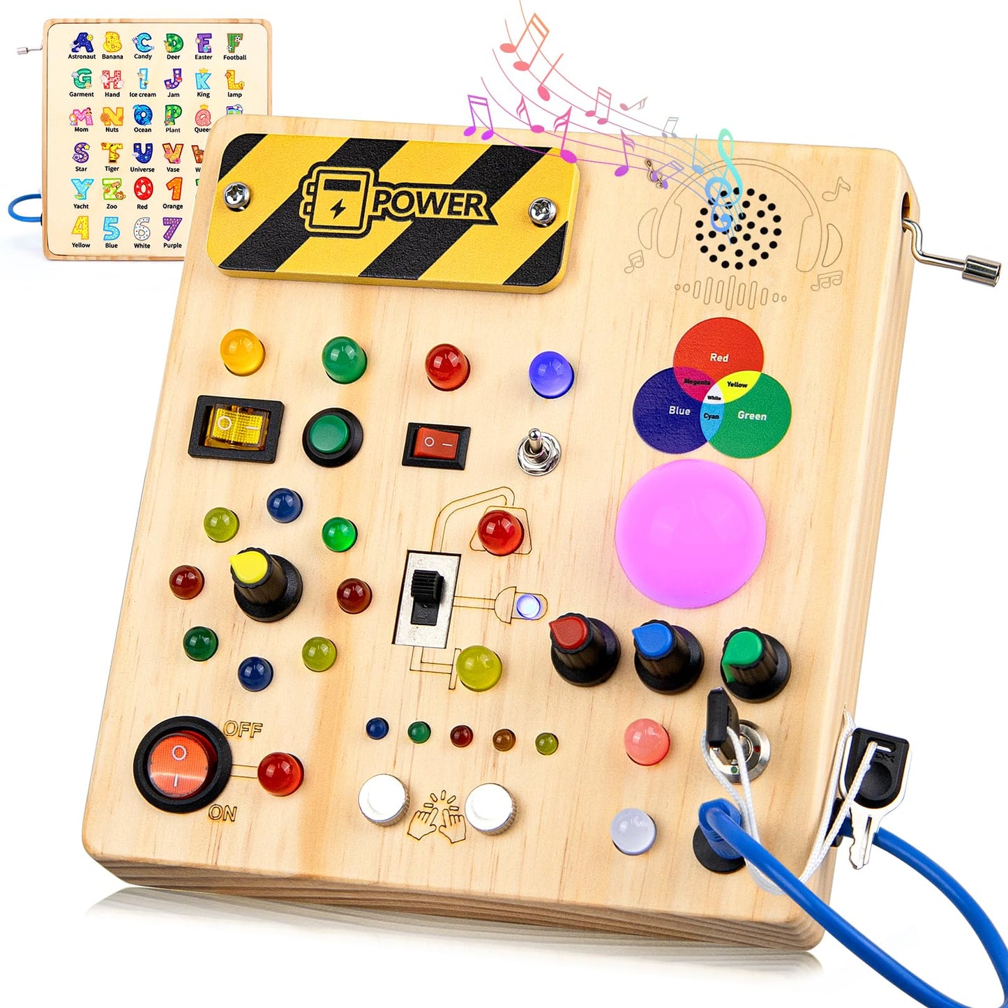 Montessori Busy Board 1 an Enfants Activity Board Jouets en Bois avec 10 Interrupteurs 23 Lumières LED Jouets Sensory Learning Toys Jeux Jeu Montessori Jouet Enfant Bebe 1 2 3 Ans Cadeau Enfant