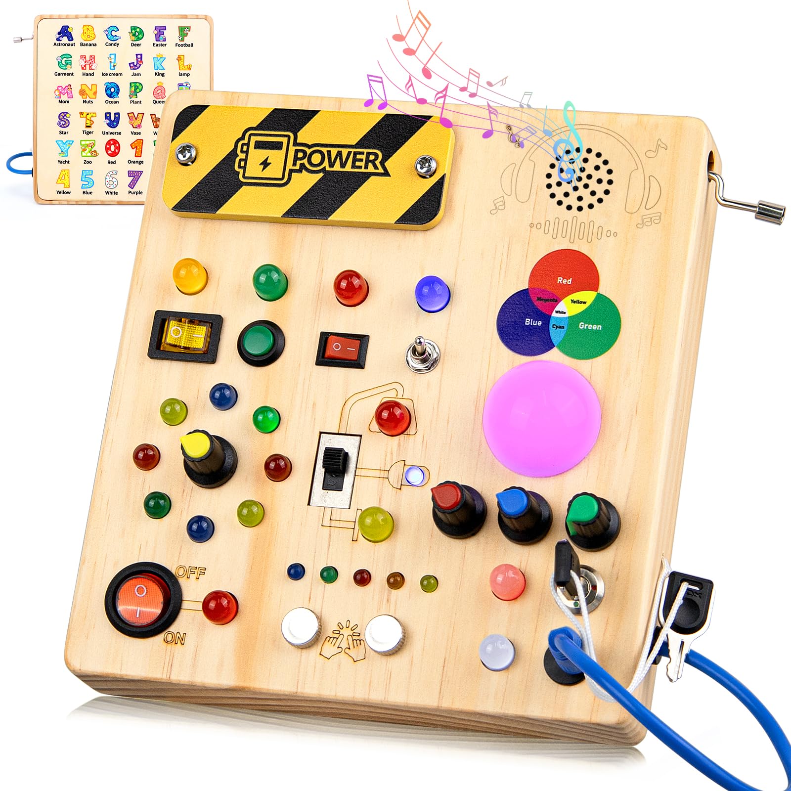 Montessori Busy Board 1 an Enfants Activity Board Jouets en Bois avec 10 Interrupteurs 23 Lumières LED Jouets Sensory Learning Toys Jeux Jeu Montessori Jouet Enfant Bebe 1 2 3 Ans Cadeau Enfant